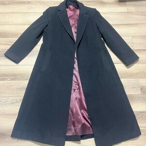 Men's Navy Blue 100% Cashmere‎ Vintage Overcoat Made In Italy Large